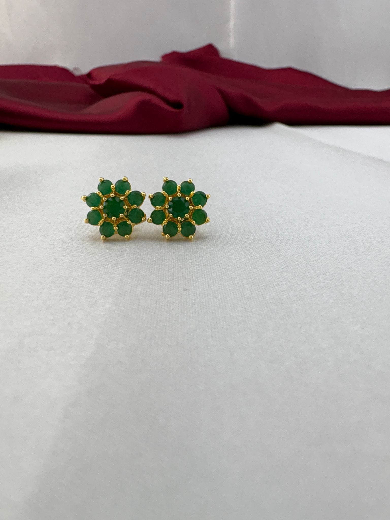 FeelOri Kelly Green bright classic AD stud earrings pair featuring vibrant emerald Kelly green in cluster design