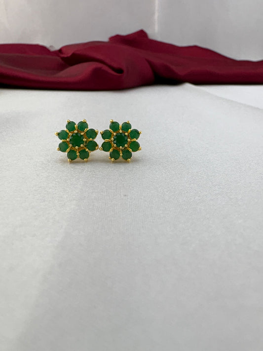 FeelOri Kelly Green bright classic AD stud earrings pair featuring vibrant emerald Kelly green in cluster design