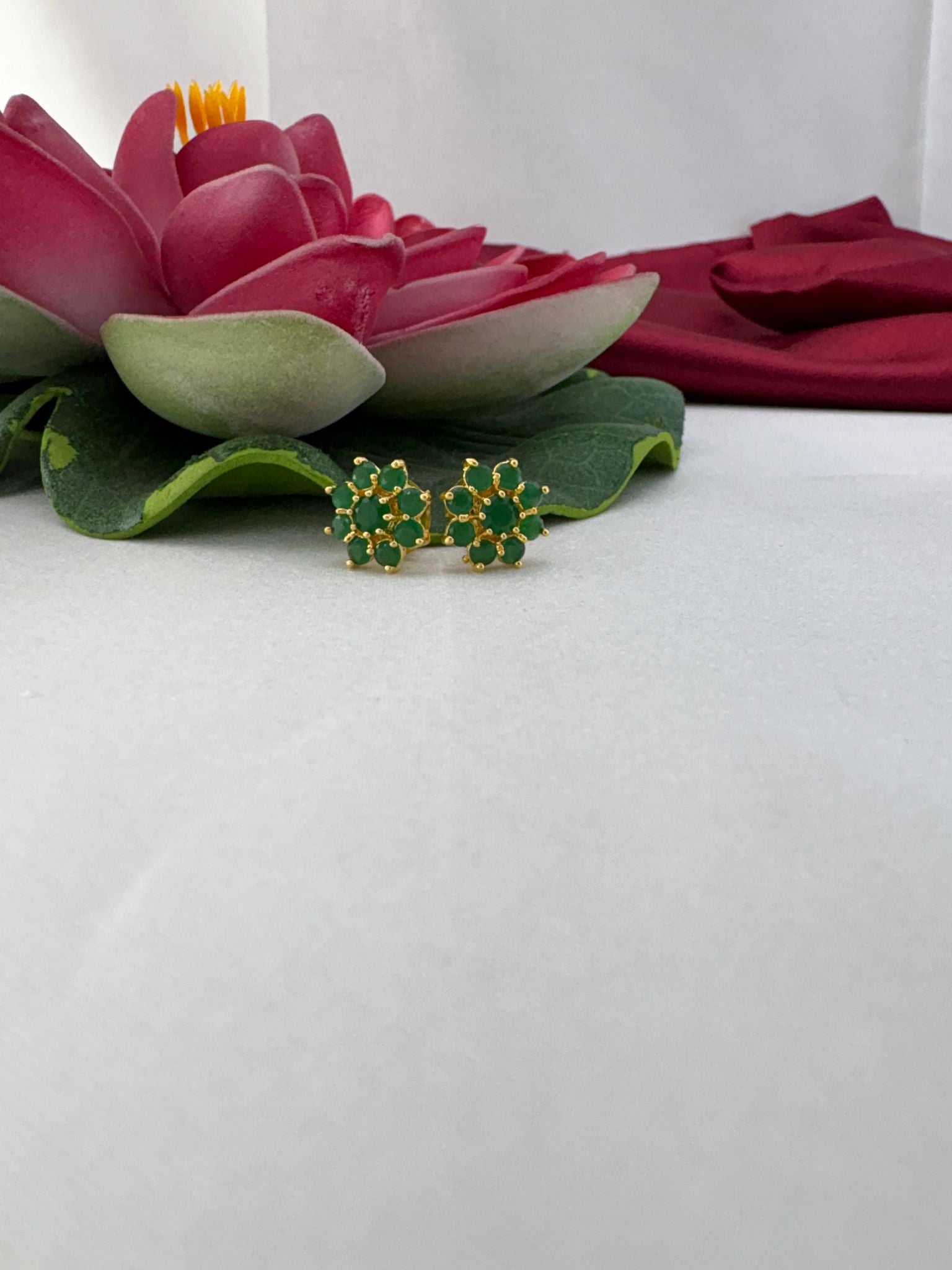 FeelOri Kelly green bright AD studs styled with lotus creating classic bold Irish-inspired green appeal