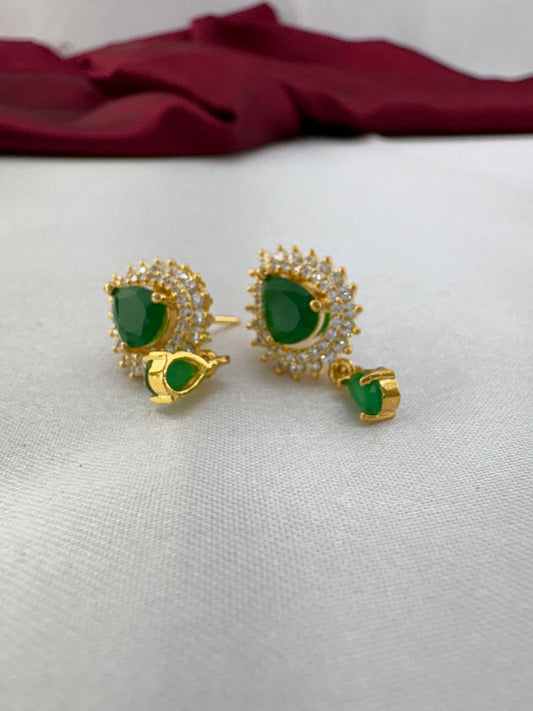 FeelOri Minty Fresh light green AD stud earrings pair featuring soft mint emerald tones in delicate cluster