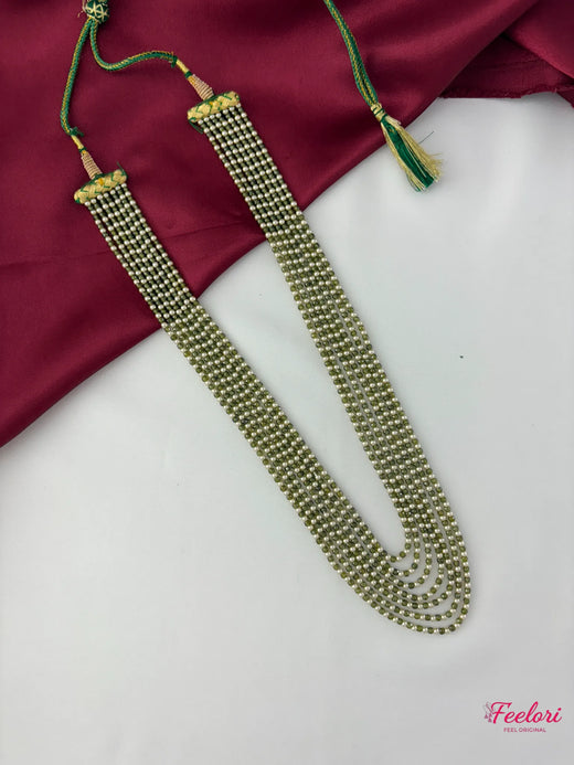 FeelOri Green Beaded Mother-of-Pearl Mala Necklace