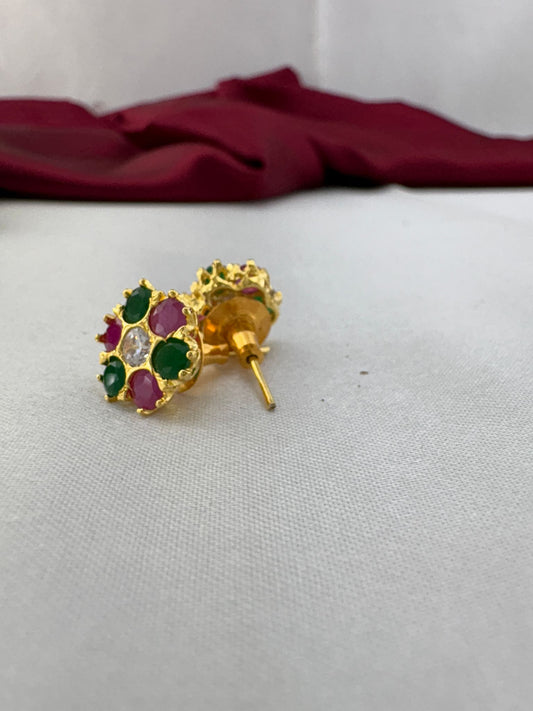 FeelOri Mystic Garden earthy jewel tone AD studs angled view displaying gold post construction and comfortable back