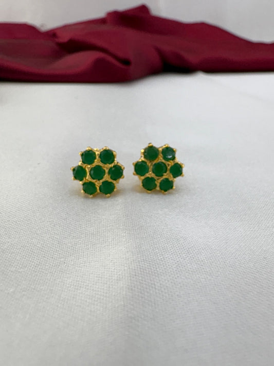 FeelOri Olive Sparkle green AD tops earrings pair featuring sophisticated olive green stones in cluster formation