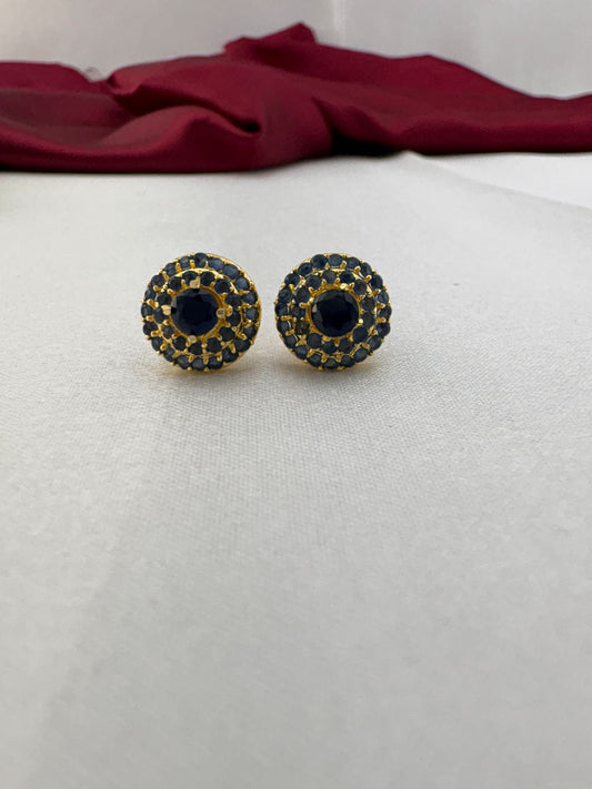 FeelOri Onyx Glow black square cut AD stud earrings pair featuring geometric design in gold setting
