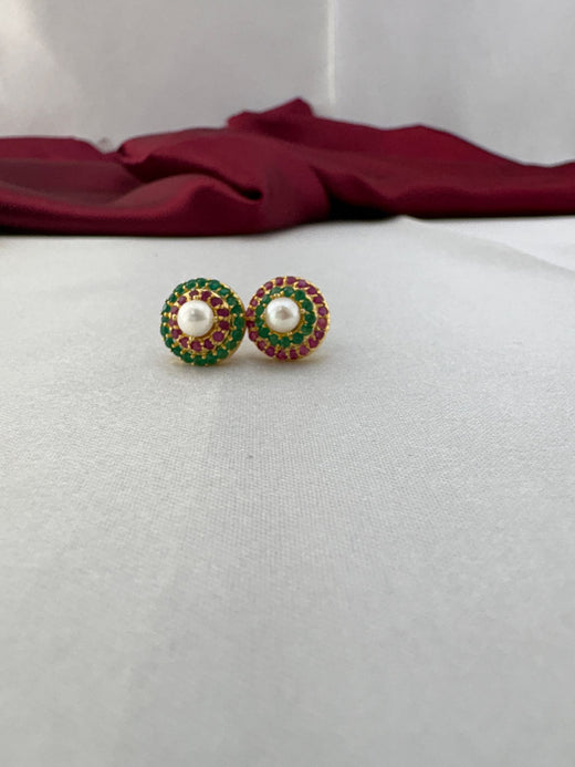 FeelOri Pastel Dream multi-color AD stud earrings pair featuring soft gemstone hues in delicate cluster design