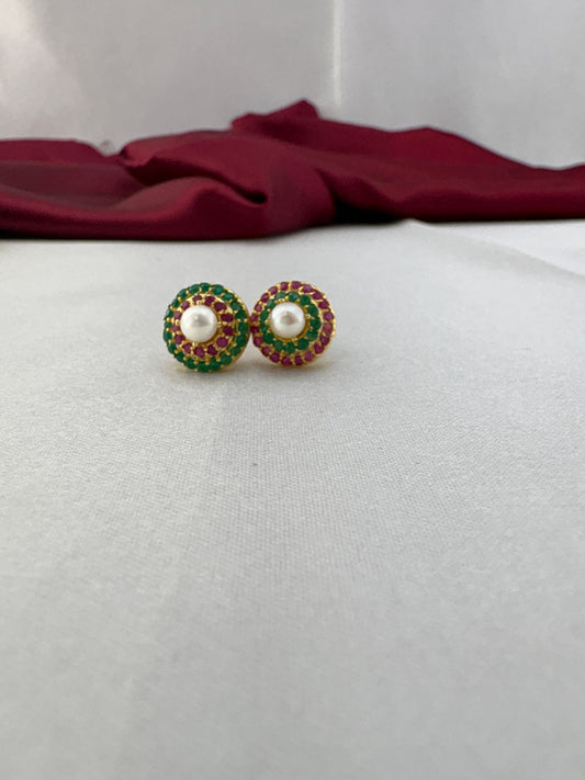 FeelOri Pastel Dream multi-color AD stud earrings pair featuring soft gemstone hues in delicate cluster design