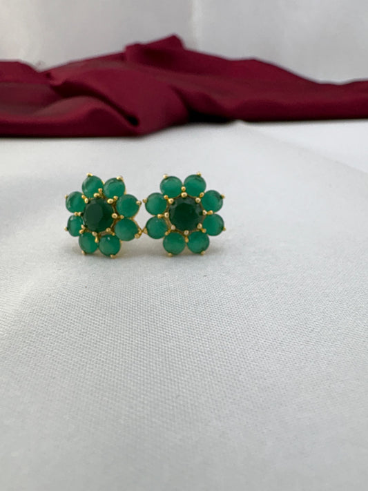 FeelOri Peridot Gleam light olive green AD stud earrings pair highlighting unique peridot hue in cluster formation