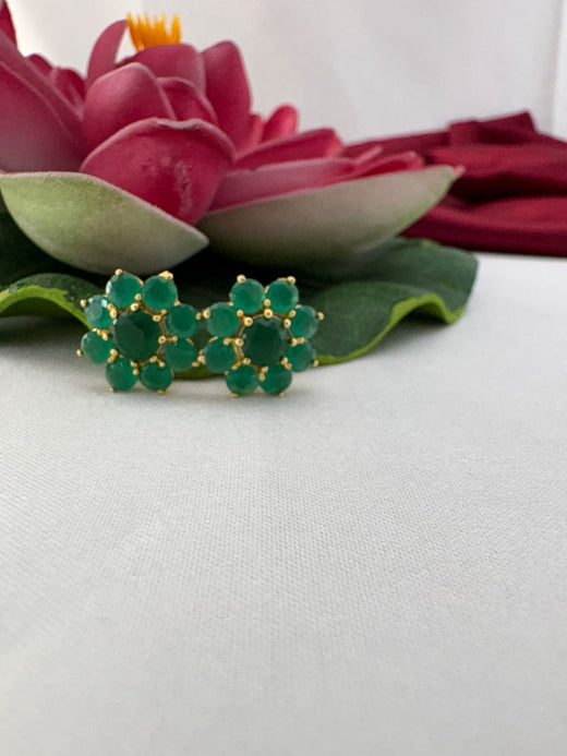 FeelOri peridot olive green AD stud earrings styled with lotus showcasing decorative jewellery stone-inspired coloring