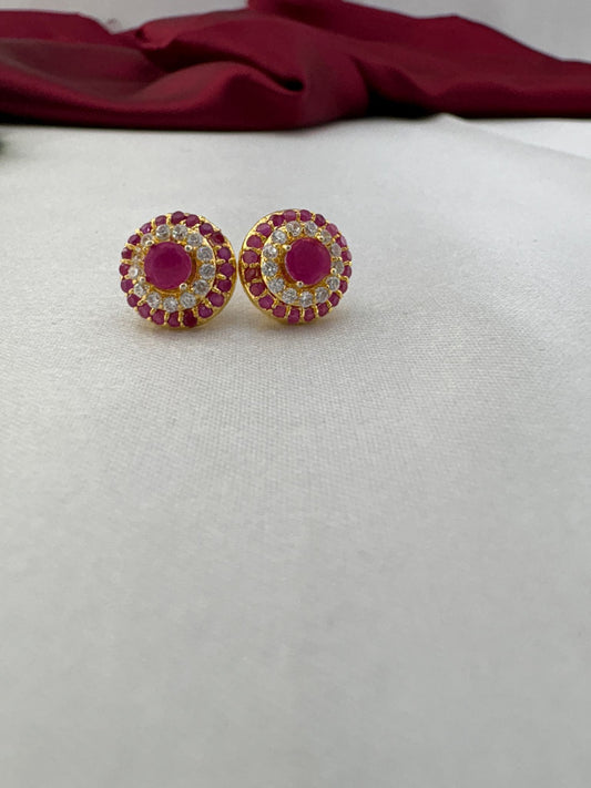 FeelOri Petal Duo white and pink AD stud earrings pair showcasing soft feminine color combination in cluster design