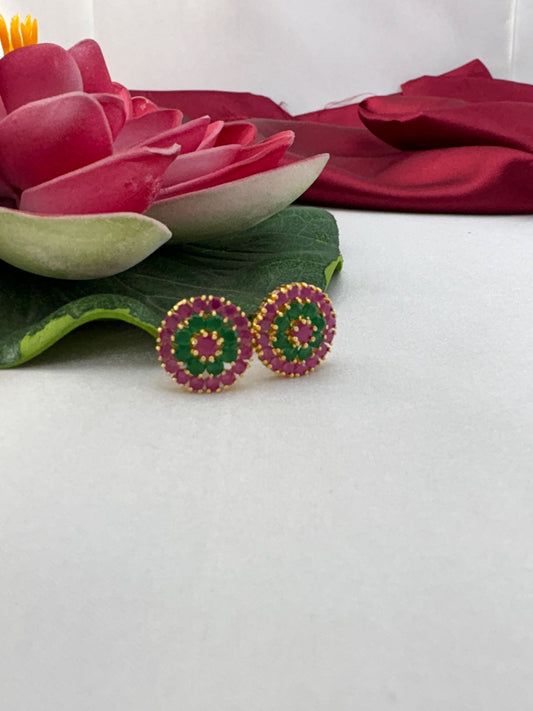 FeelOri Rose Petal and Mint Green AD tops earrings pair showcasing soft pink and mint color harmony in cluster