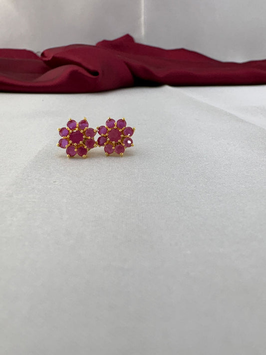 FeelOri Rose Quartz translucent pale pink AD stud earrings featuring delicate crystal-inspired soft pink tones