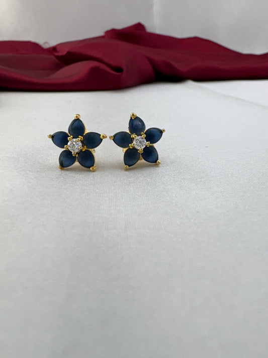 FeelOri Sapphire Blue classic AD stud earrings pair featuring rich blue gemstones in elegant cluster design