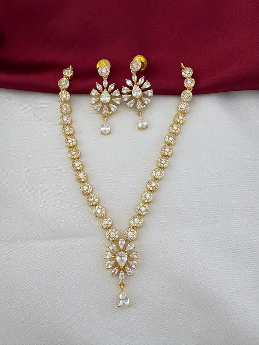 FeelOri South Indian Glow AD Stone Temple-Inspired Short Set - Clear display of AD stone detailing