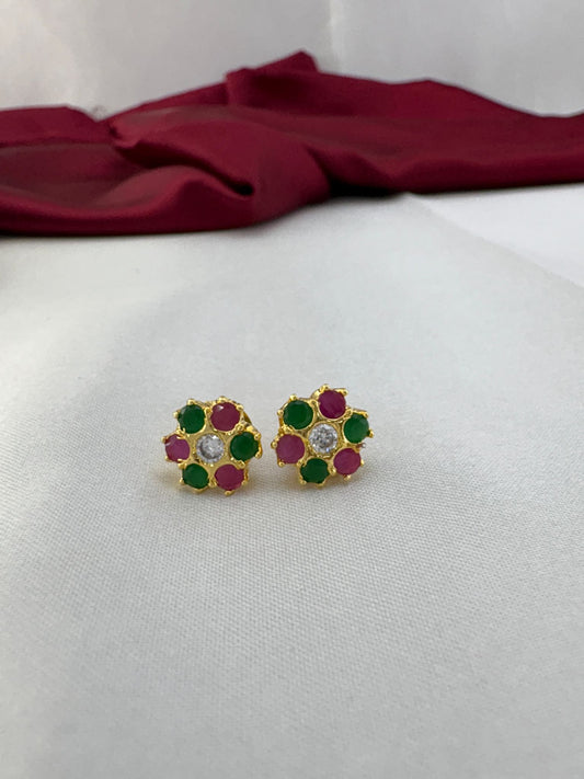 FeelOri Sunset Hues multi-color AD tops earrings pair featuring warm sunset-inspired gemstone palette in cluster