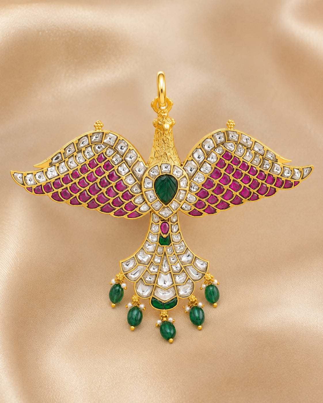 FeelOri flying bird wing jadau kundan pendant included as pendant only for Indian festive pendant styling