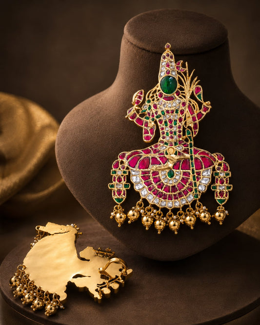 FeelOri jadau kundan Kamakshi Devi Temple Pendant - main product view