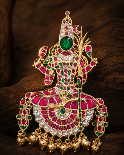 FeelOri ganesha arch temple-style pendant listed as pendant only styled with saree fabric