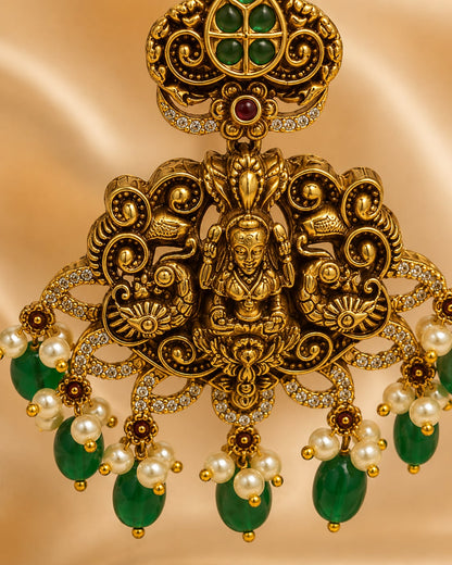 FeelOri gold-plated ruby and emerald earrings stone setting, ear-chain or earring construction, and gold-plated finish detail