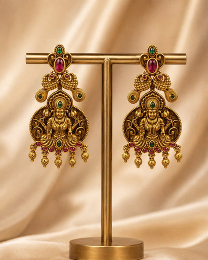 FeelOri gold-plated ruby and emerald earrings for sarees, kurtas, and festive styling