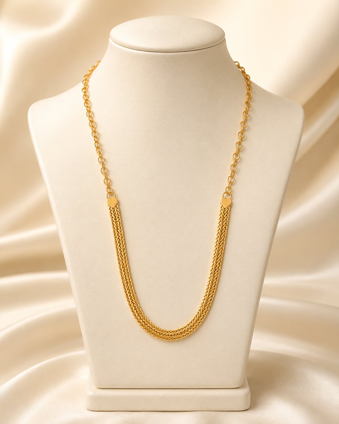 FeelOri gold-polished necklace on jewellery display