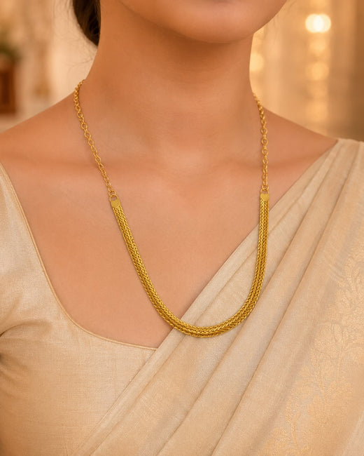 FeelOri gold-polished necklace styled with Indian occasion wear
