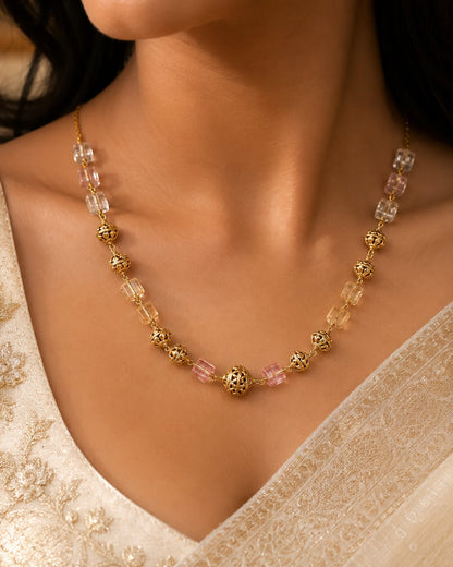 FeelOri gold-polished necklace styled with Indian occasion wear