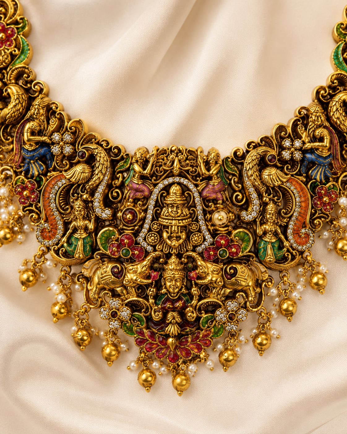 FeelOri gold-polished necklace set with matching earrings pendant and gold-polished detail
