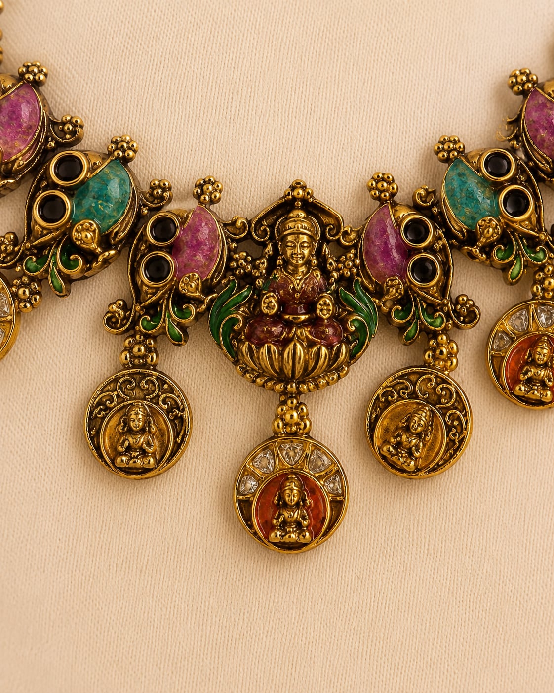 FeelOri gold-polished necklace set with matching earrings pendant and gold-polished detail