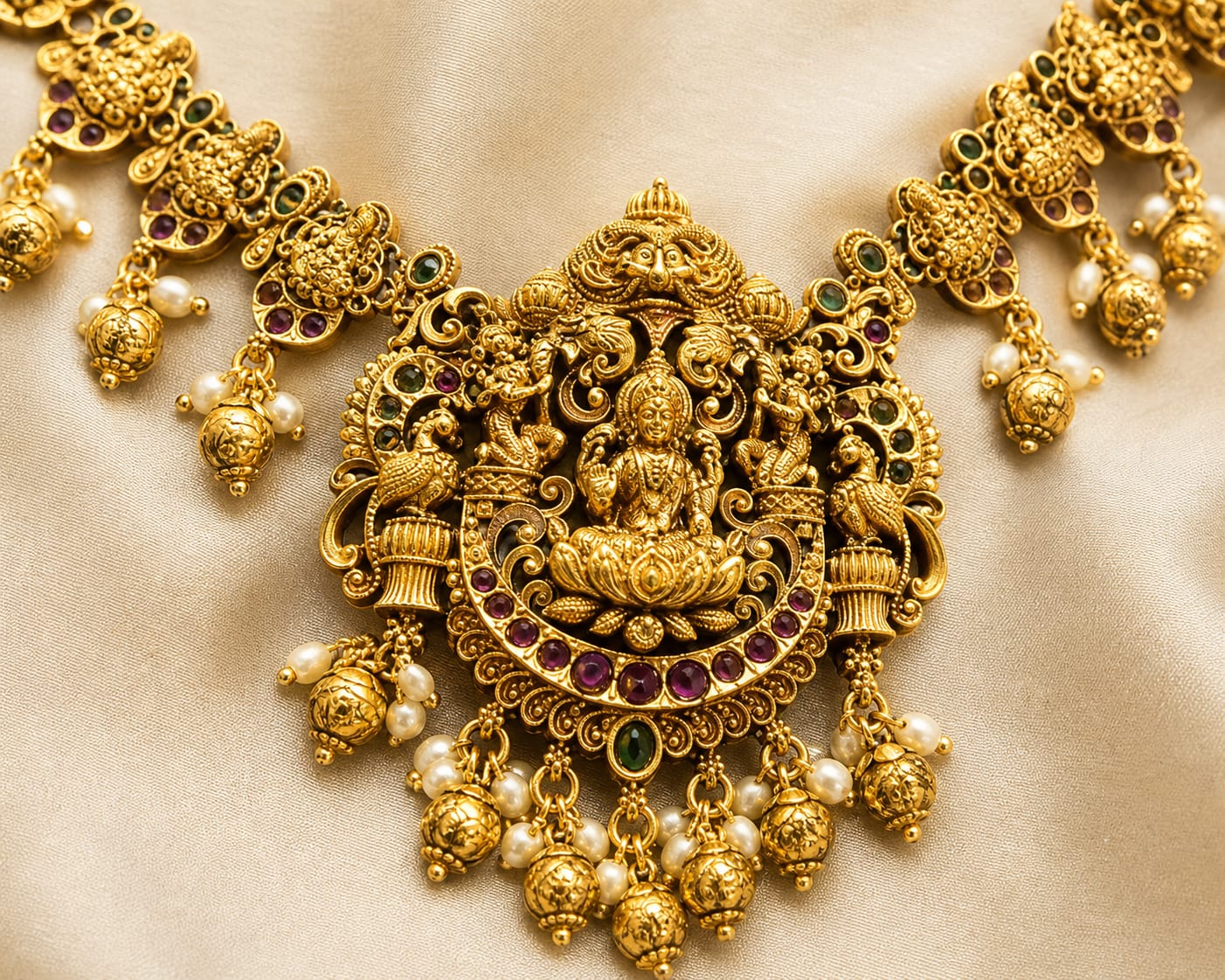 FeelOri gold-polished necklace set with matching earrings pendant and gold-polished detail