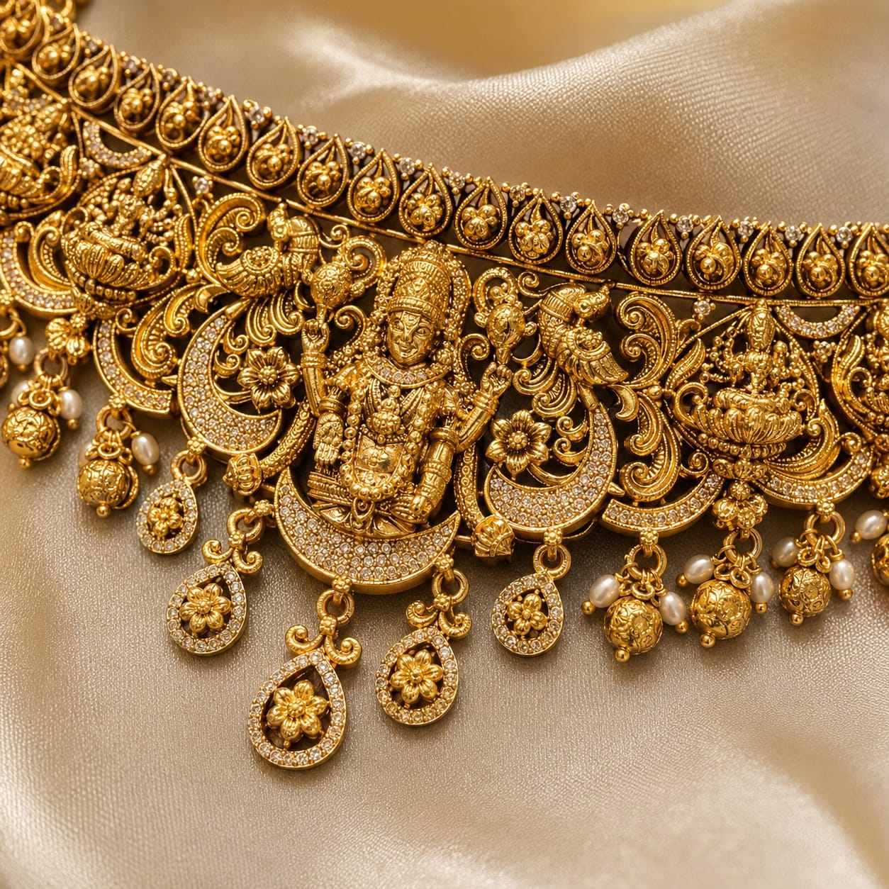 FeelOri gold-polished necklace set with matching earrings pendant and gold-polished detail