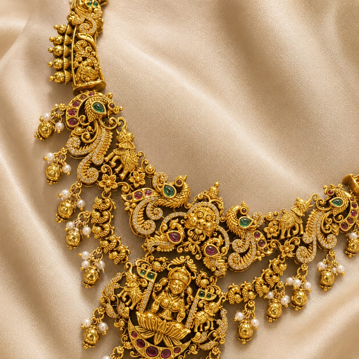 FeelOri gold-polished necklace set with matching earrings pendant and gold-polished detail