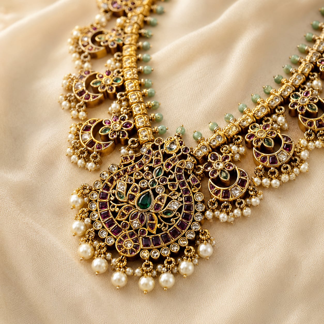 FeelOri gold-polished necklace set with matching earrings pendant and gold-polished detail