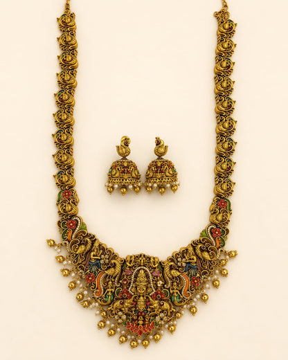 FeelOri gold-polished necklace set with matching earrings for sarees and festive styling