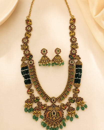 FeelOri gold-polished necklace set with matching earrings for sarees and festive styling