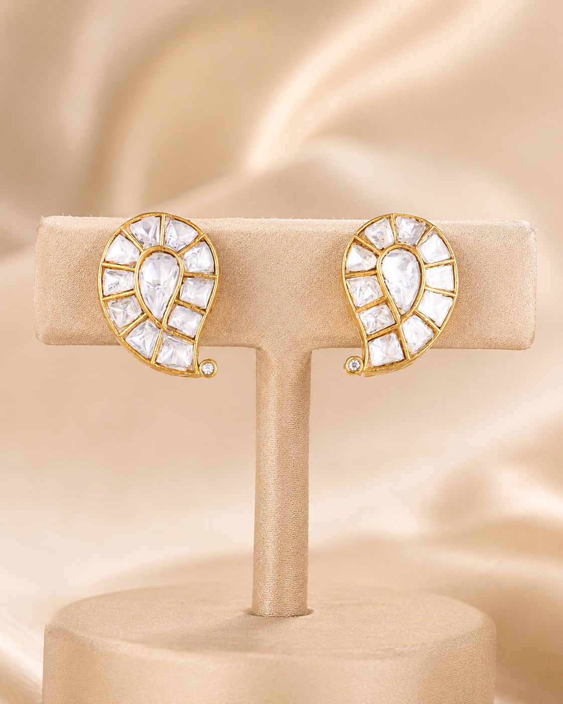 FeelOri gold-polished stud earrings for sarees, kurtas, and festive styling