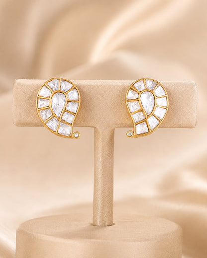 FeelOri gold-polished stud earrings for sarees, kurtas, and festive styling