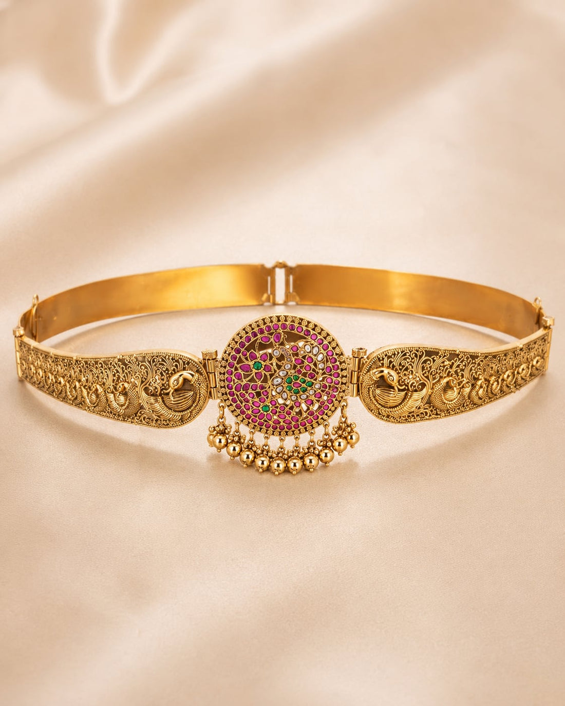 FeelOri gold-polished vaddanam waist belt for silk saree waist styling