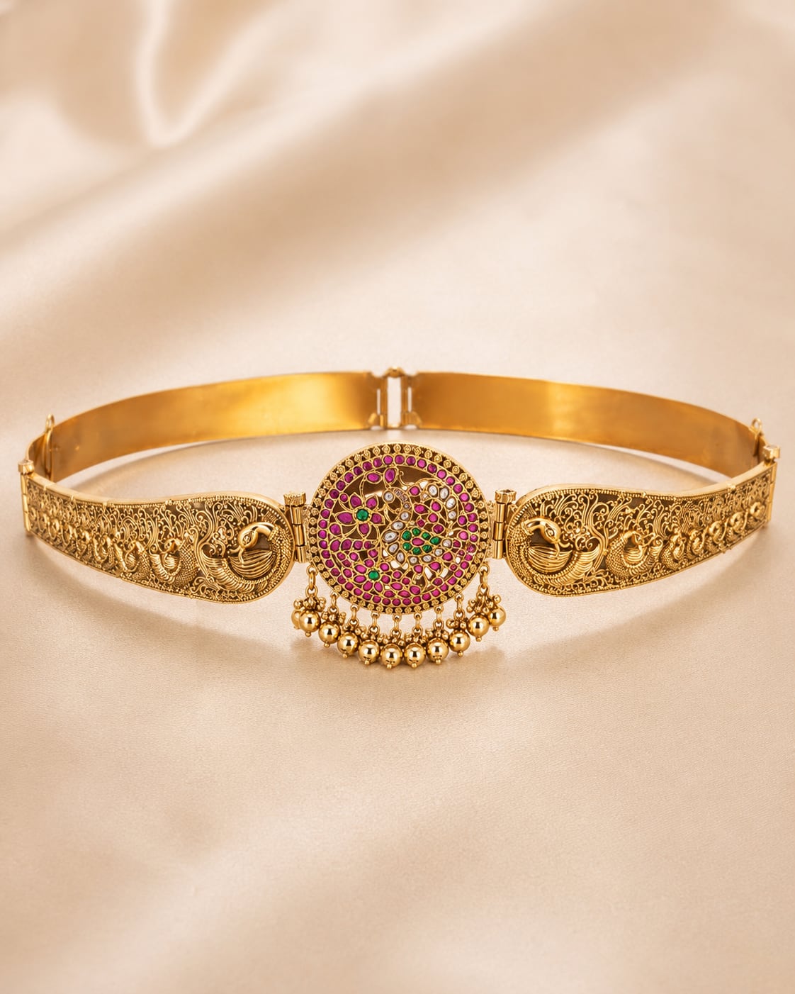 FeelOri gold-polished vaddanam waist belt for silk saree waist styling