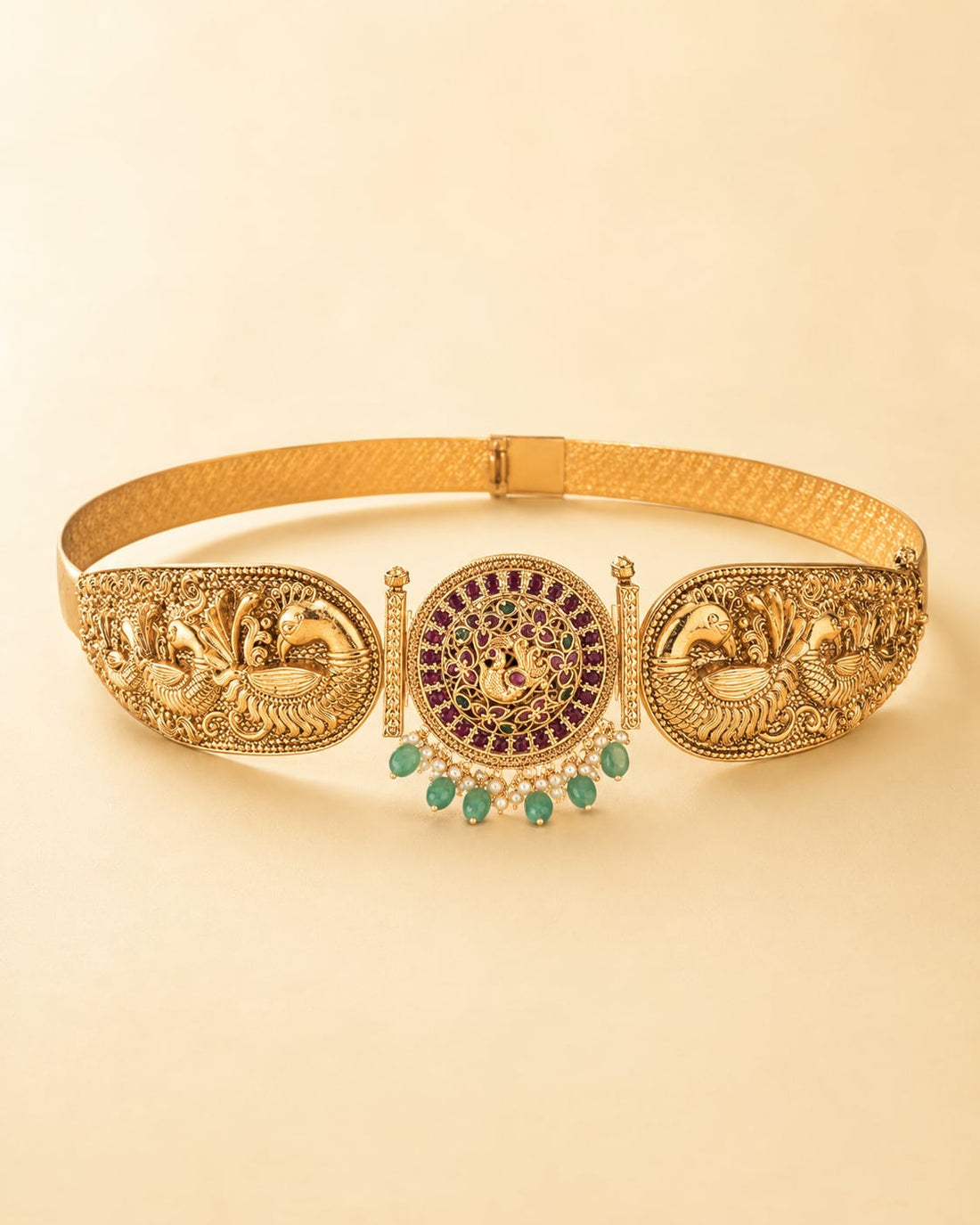 FeelOri gold-polished vaddanam waist belt for silk saree waist styling