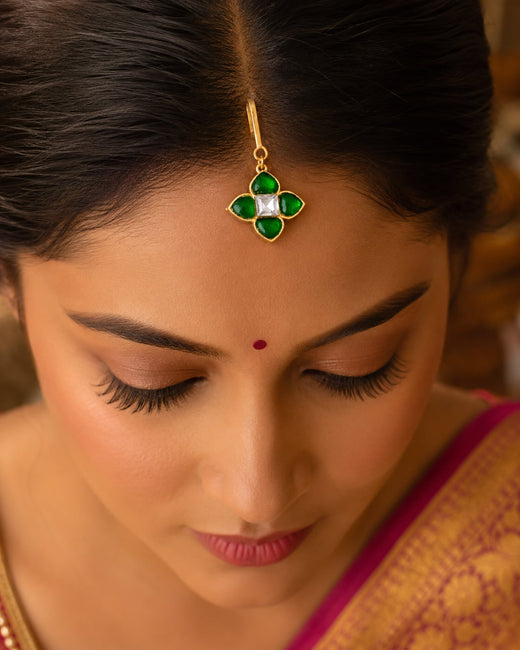 FeelOri green floral jadau kundan maang tikka listed as maang tikka only on jewellery display