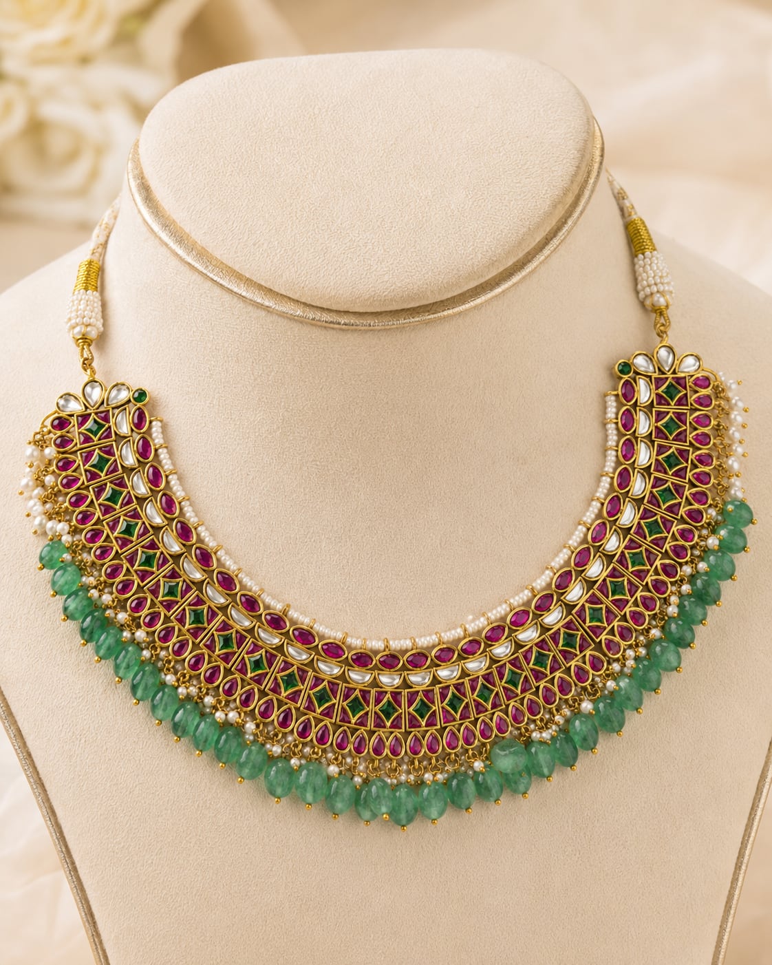 FeelOri jadau kundan choker necklace on jewellery display