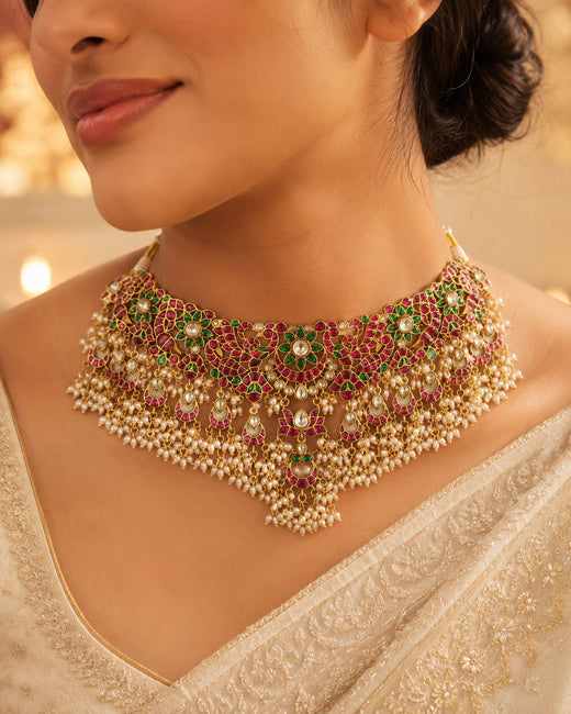 FeelOri jadau kundan choker necklace styled with Indian occasion wear