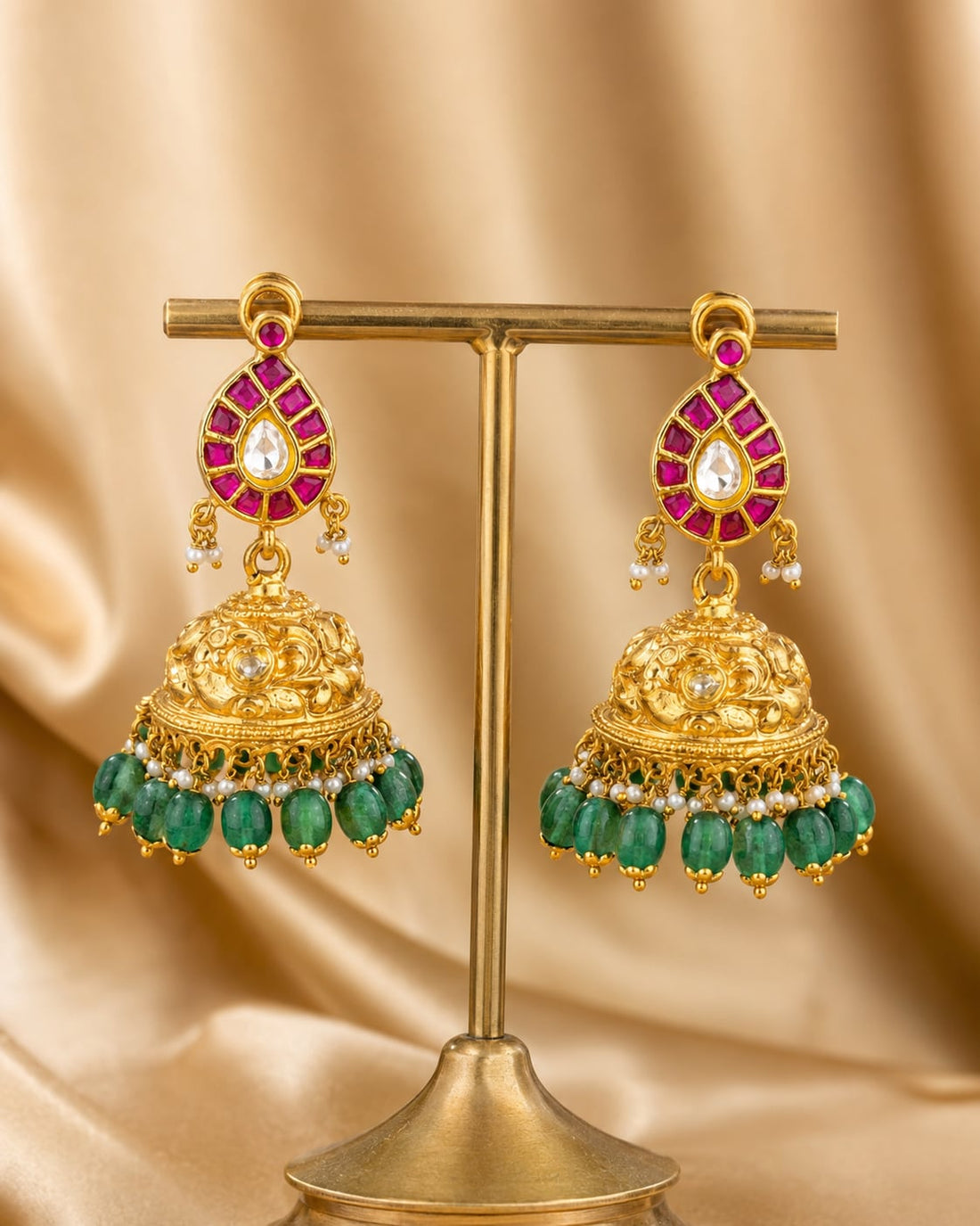 FeelOri jadau kundan jhumka earrings for sarees, kurtas, and festive styling