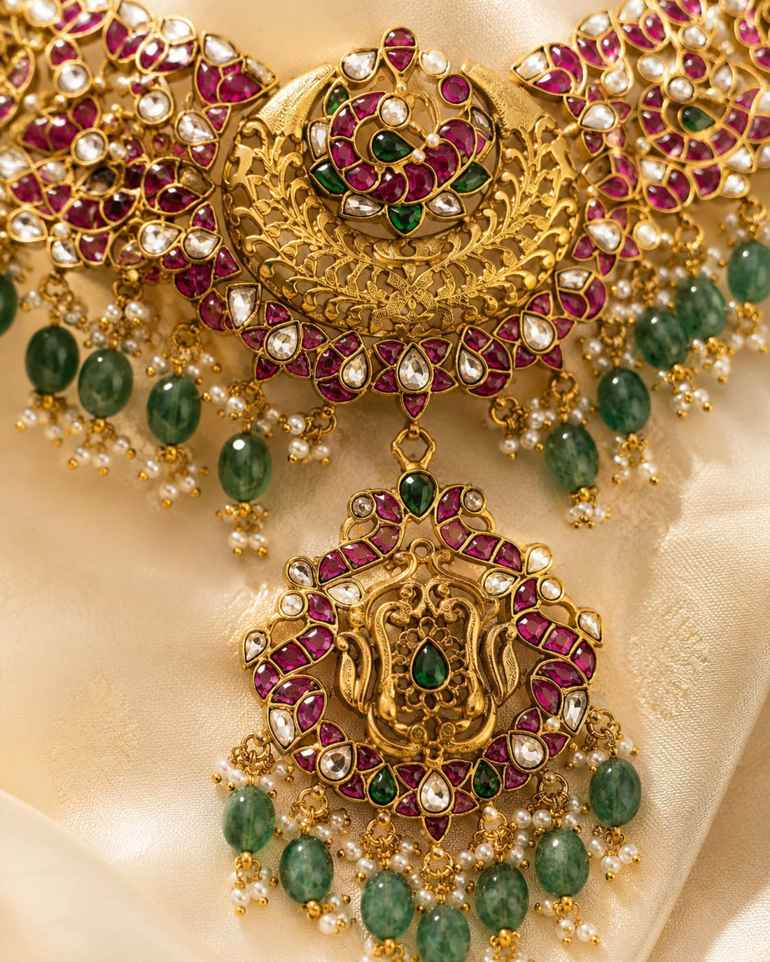 FeelOri jadau kundan necklace pendant and gold-polished detail