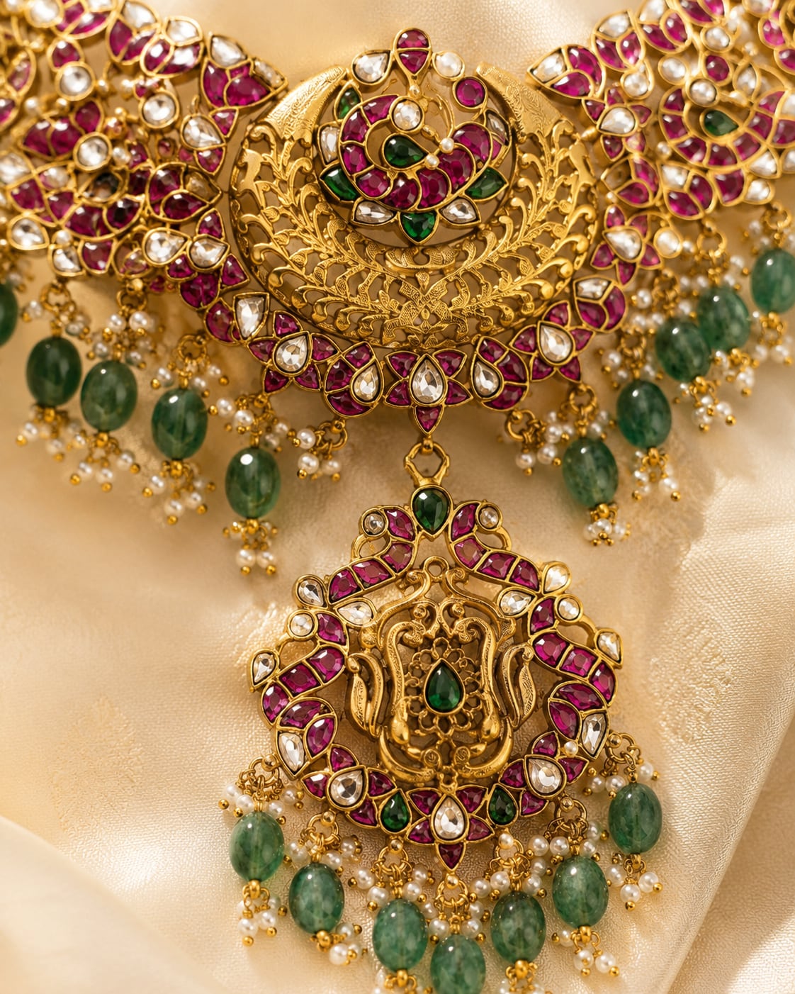 FeelOri jadau kundan necklace pendant and gold-polished detail