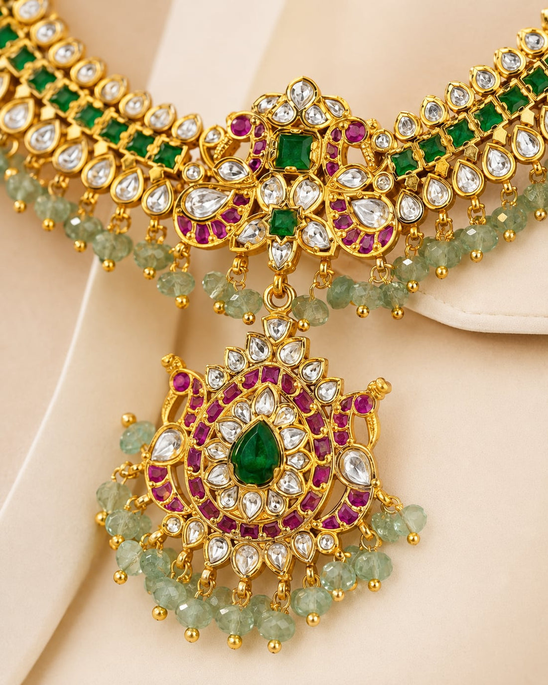 FeelOri jadau kundan necklace pendant and gold-polished detail