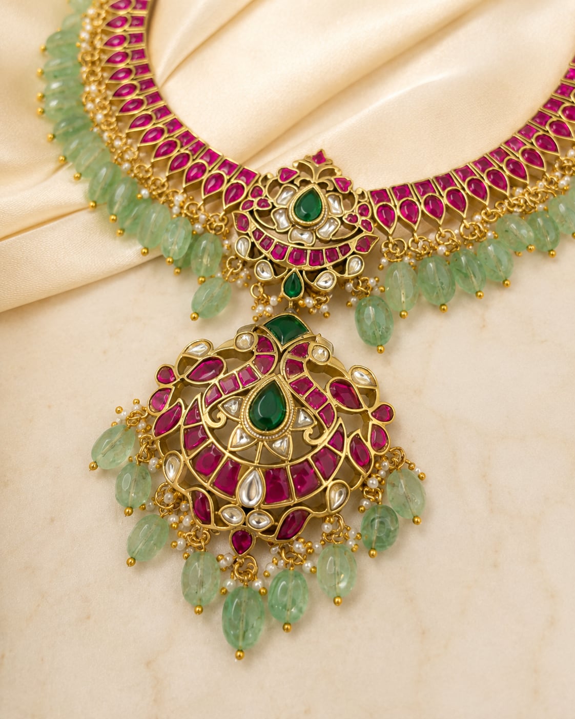 FeelOri jadau kundan necklace pendant and gold-polished detail