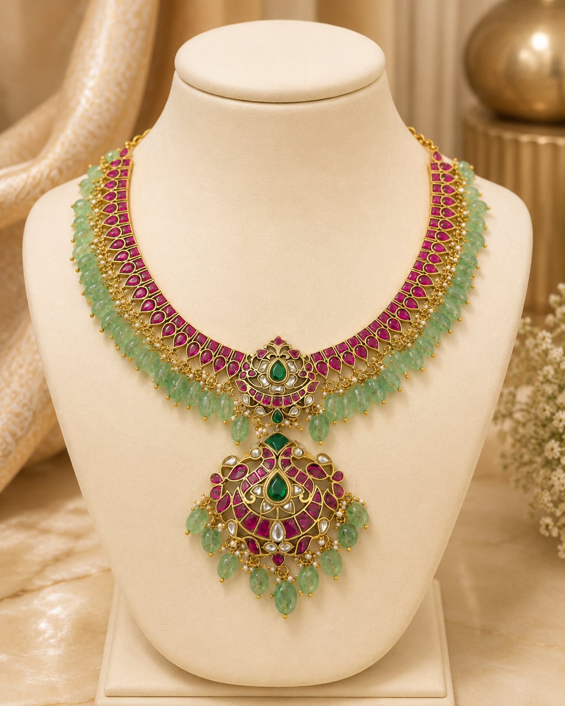 FeelOri jadau kundan necklace on jewellery display