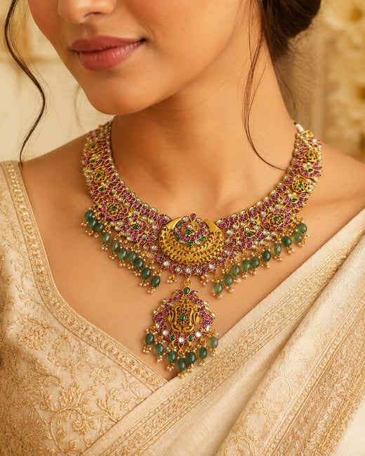 FeelOri jadau kundan necklace styled with Indian occasion wear