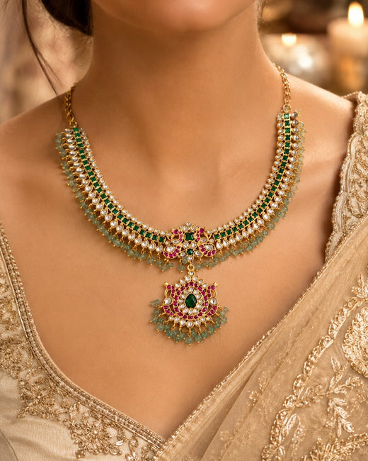 FeelOri jadau kundan necklace styled with Indian occasion wear